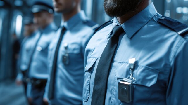 Security guards protect properties by actively monitoring, patrolling, and responding to suspicious activities or emergencies.