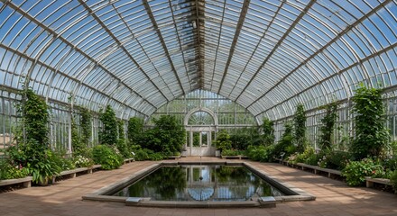 Grand glasshouse Plants thrive inside