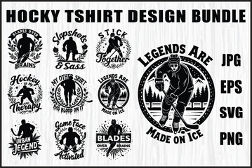 Naklejka premium Hockey T-Shirt Design Bundle