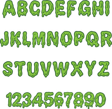 Snot Slime Gooey typography font lettering ABC cartoon vector text
