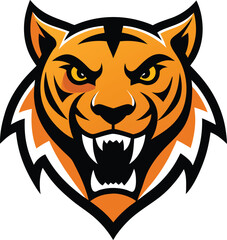 Powerful saber toothed tiger mascot logo design