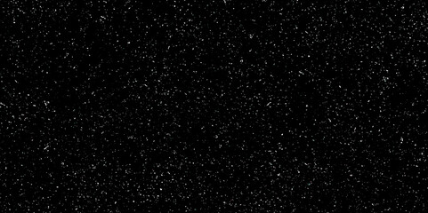 Isolated natural white snow texture effect on black night background. Chaotic white star bokeh on a isolated black background. falling blurry bokeh snow overlay.