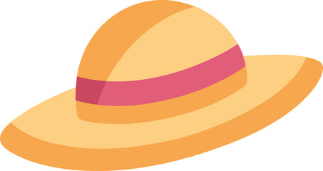 Woven beach hat with ribbon on white background