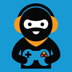 Gamer Emoticon with Game Controller Fun Look
