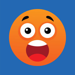 Surprised Emoticon with Open Mouth Shock