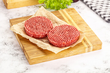 Raw beef  burger cutlet for grill