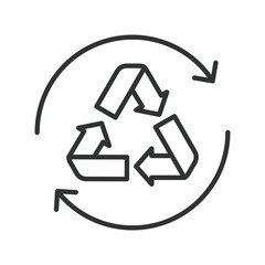 Recyclable, icon in line design. Recyclable, recycling, eco-friendly, sustainability, reuse, green, waste on white background vector. Recyclable, editable stroke icon