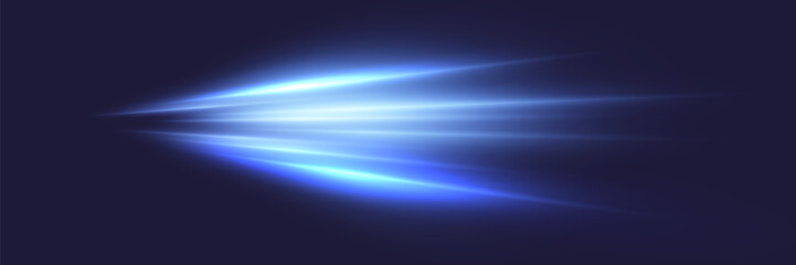 Light motion effect, Glowing neon lines.Neon lines moving light effect.Horizontal lines.Speed ​​effect on dark background.