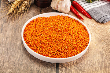 Raw red lentil for cooking
