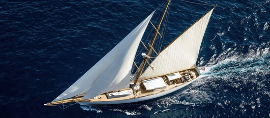 Classic Sailing Yacht Navigating the Azure Waters of the Mediterranean Sea