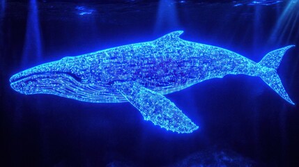 Obraz premium Abstract blue whale in dark water