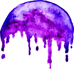 Violet and Blue Hand Drawn Watercolor Drops Round Vector Banner