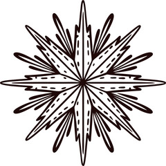 Obraz premium Symmetrical eight pointed geometric starburst design with bold outlined lines and intricate inner details