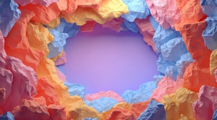 Colorful Cloudscape Formation with Amethyst Center View