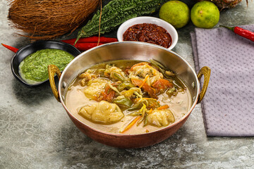 Chinese wonton soup with dumplings