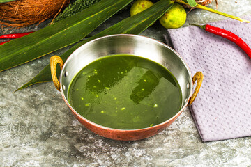 Green spinach cream vegan soup