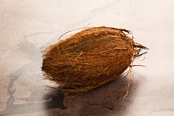 Natural exotic brown hairy coconut