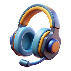 Gaming headset 3d icon on transparent background