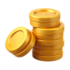 Stack of coin icon 3d render on transparent background