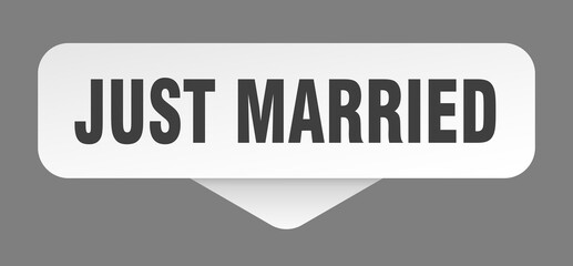 just married sticker. just married sign isolated on gray background