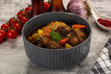 Gourmet Oxtail beef soup with vegetables