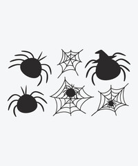 Spooky Spiders & Web Silhouettes: Halloween Decor Collection