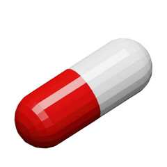 Red and white capsule on white background transparent PNG
