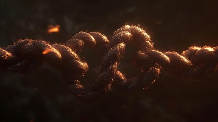 Glowing Embers Rope Knot, intertwined, connection, link, chain, bond