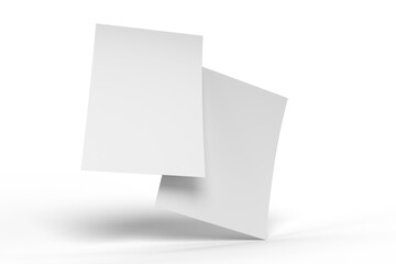 3D realistic blank A4 format paper flyer mockup isolated. Sheet design template for presentation poster, newspaper, flyer, brochure, cover, magazine, card, paper note, postcard, letter or invitation
