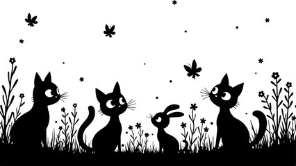 Forest Friends: Cats, Deer, and Butterflies vector