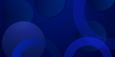 Abstract blue neon geometric light background. Abstract glowing circle lines on dark blue background. Futuristic concept. Banners, posters, covers, wallpapers. Vector illustration.