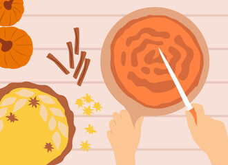 Thanksgiving cooking illustration
