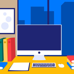Workplace scenery illustration