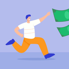People are chasing money illustration