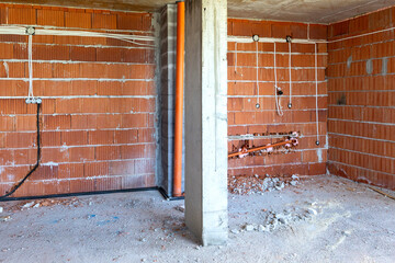 Building, construction site, brick wall