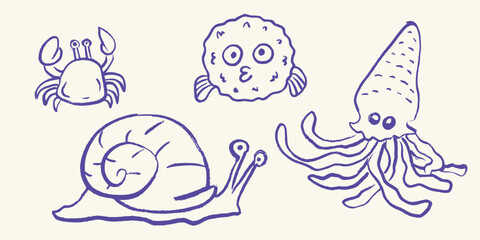 Ocean Friends Collection Vector art illustration isolated transparent background