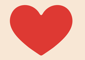 A vibrant red heart shape illustration on a simple, light background. Universal symbol of love, health, and passion for Valentine's Day and a greeting card.