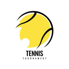 Tennis ball tournament icons. Original sign in a black and white color. Symbol or emblem. Vector illustration.