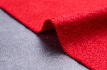 Macro View of Red Felt Fabric Edge and Drape