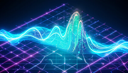 Cybernetic Data Wave: Abstract 3D Digital Art & Visualization