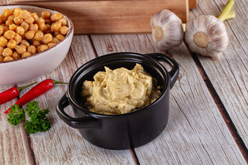 Natural organic homemade chickpea hummus