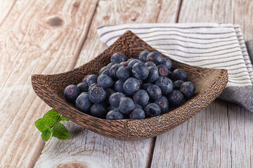 Raw ripe sweet and juicy blueberry