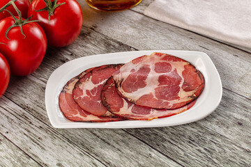 Italian Cured pork neck slices
