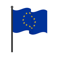 Waving European Union flag on flagpole
