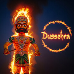 Fototapeta premium Burning Ravana Effigy Dussehra Festival