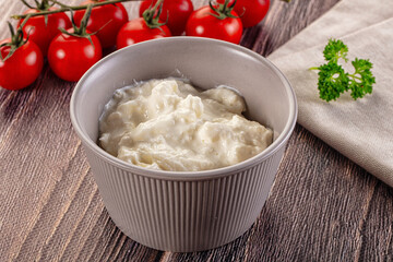 Italian delicous stracciatella young soft cheese