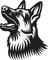 Obraz premium German Shepherd Dog Silhouette Vector | Black and White Illustration 