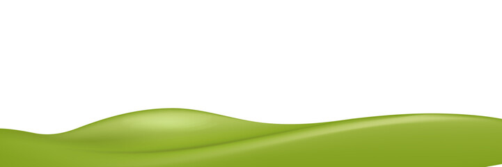 3d realistic cartoon green hills isolated on transparent background. Summer wide landscape design element with green grass. Minimal nature green composition with green fileds. Vector illustration.