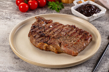 Grilled rib eye beef steak