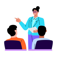 A flat style illustration showing instructor